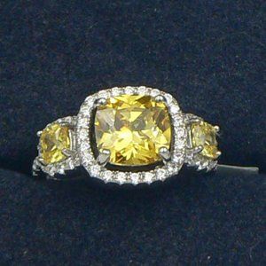 LUSTRO STELLA Sz 7 Yellow and White Swarovski Zirconia Ring